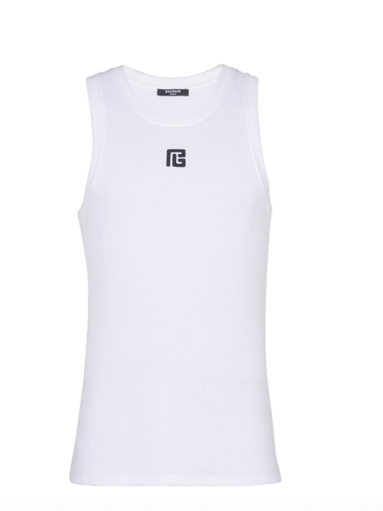 Balmain Tops - NWT Balmain Paris White Tank Top Size Large Slim Fit PB Labyrinth Logo